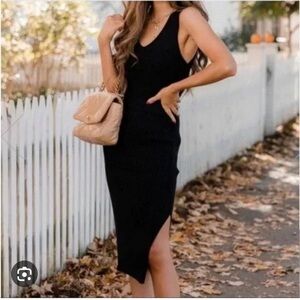 House of Harlow 1960 Ribbed Black Dress